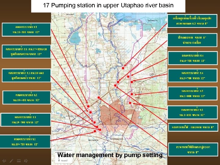 17 Pumping station in upper Utaphao river basin Water management by pump setting 