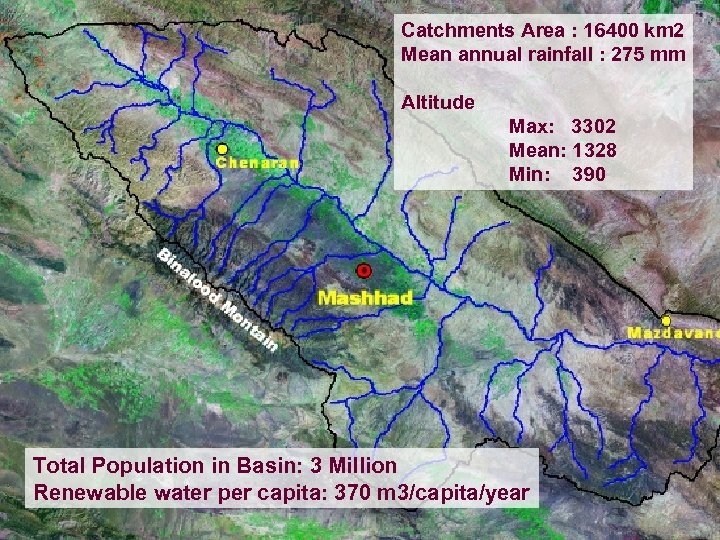 Catchments Area Geographical Location of Kashafrod Basin: 16400 km 2 Mean annual rainfall :