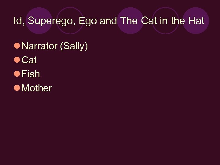 Id, Superego, Ego and The Cat in the Hat l Narrator (Sally) l Cat