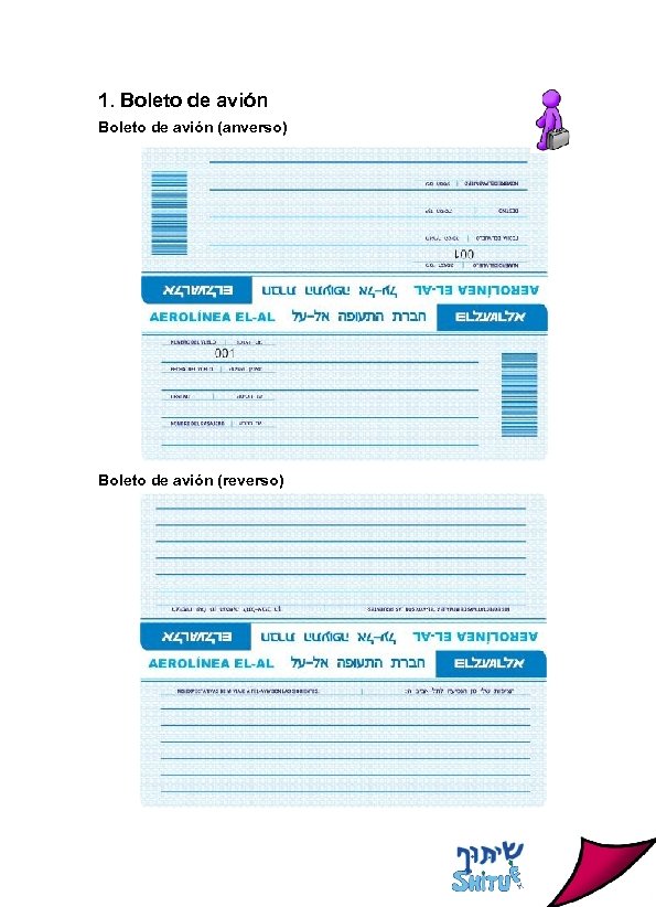 1. Boleto de avión (anverso) Boleto de avión (reverso) 