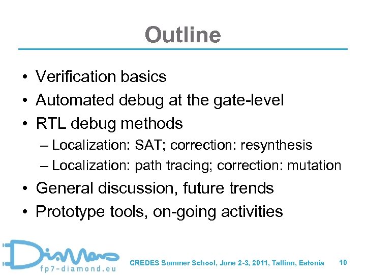 Outline • Verification basics • Automated debug at the gate-level • RTL debug methods