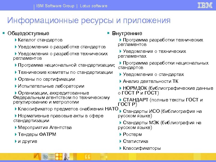 Программа разработанная IBM. Стандарты информирования. Каталог стандартов. Стандарты НАТО.