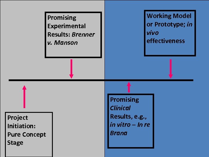 Promising Experimental Results: Brenner v. Manson Project Initiation: Pure Concept Stage Working Model or