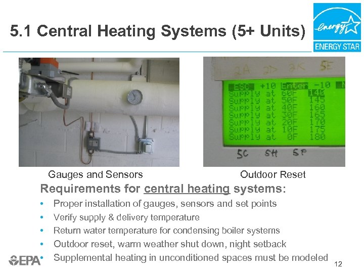 5. 1 Central Heating Systems (5+ Units) Gauges and Sensors Outdoor Reset Requirements for