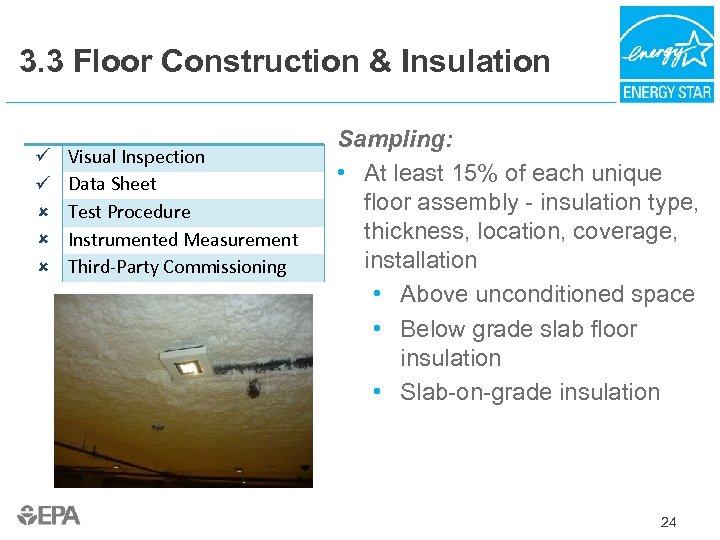 3. 3 Floor Construction & Insulation Visual Inspection Data Sheet Test Procedure Instrumented Measurement