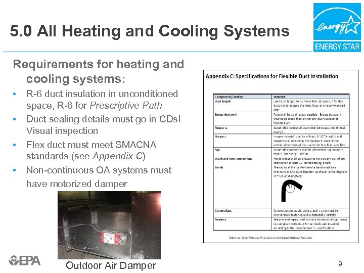 5. 0 All Heating and Cooling Systems Requirements for heating and cooling systems: •