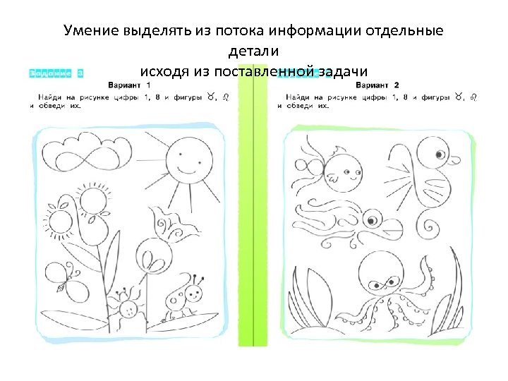 Умение выделять из потока информации отдельные детали исходя из поставленной задачи 