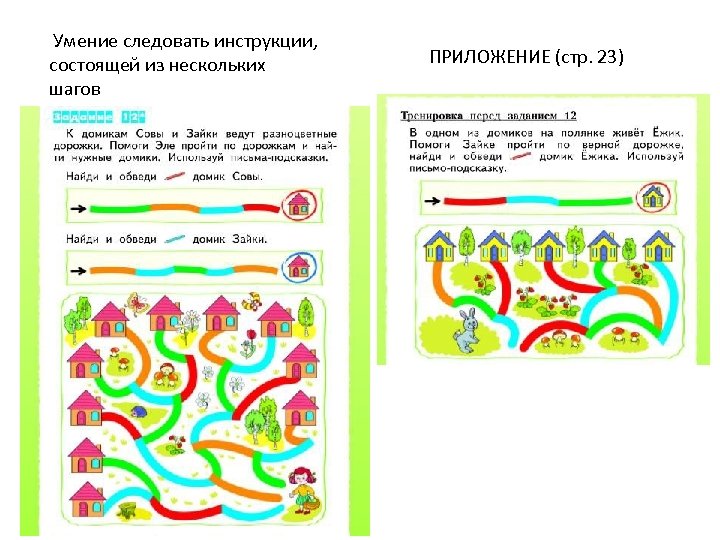 Умение следовать инструкции, состоящей из нескольких шагов ПРИЛОЖЕНИЕ (стр. 23) 