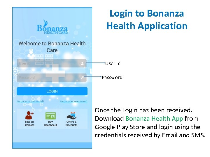 Login to Bonanza Health Application User Id Password Once the Login has been received,