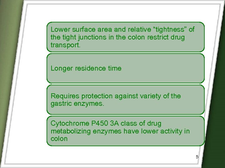 Lower surface area and relative “tightness” of the tight junctions in the colon restrict