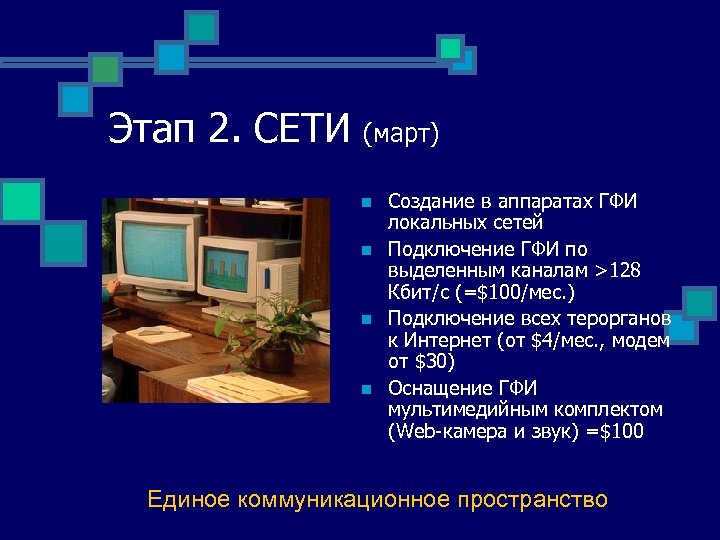 Этап 2. СЕТИ (март) n n Создание в аппаратах ГФИ локальных сетей Подключение ГФИ