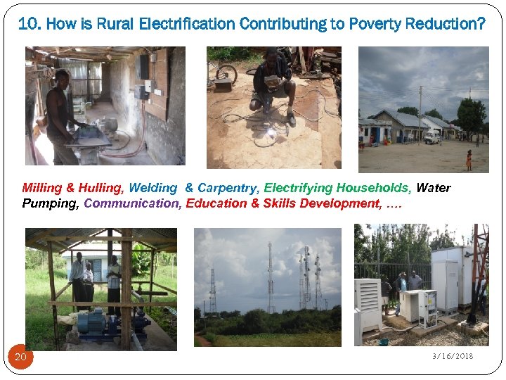 10. How is Rural Electrification Contributing to Poverty Reduction? Milling & Hulling, Welding &