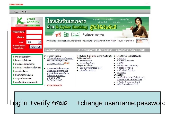 Log in +verify ขอมล +change username, password 