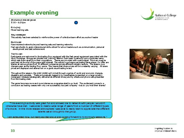 Example evening Stocks and shares game 7. 00 – 9. 30 pm Grouping Mixed