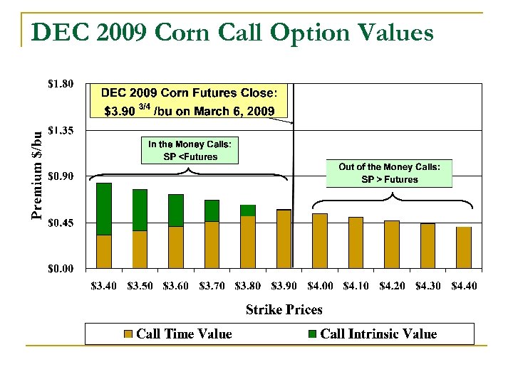 DEC 2009 Corn Call Option Values 