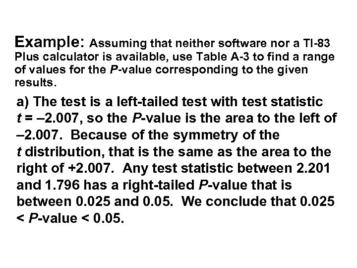 Example: Assuming that neither software nor a TI-83 Plus calculator is available, use Table