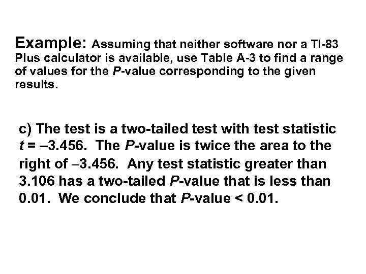 Example: Assuming that neither software nor a TI-83 Plus calculator is available, use Table
