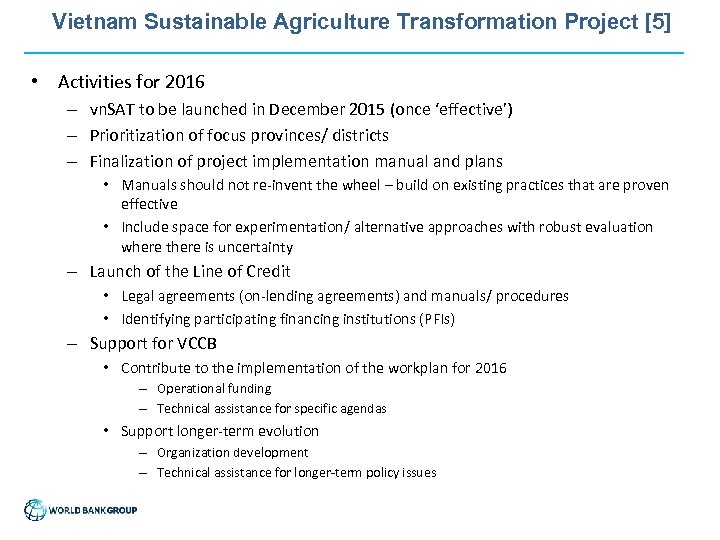 Vietnam Sustainable Agriculture Transformation Project [5] • Activities for 2016 – vn. SAT to