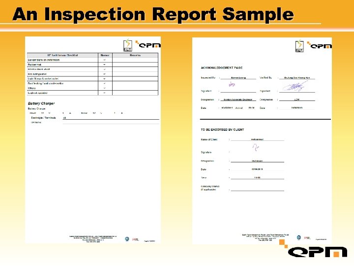 An Inspection Report Sample 