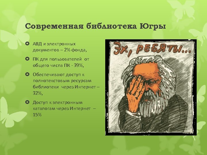 Современная библиотека Югры АВД и электронных документов – 2% фонда, ПК для пользователей от