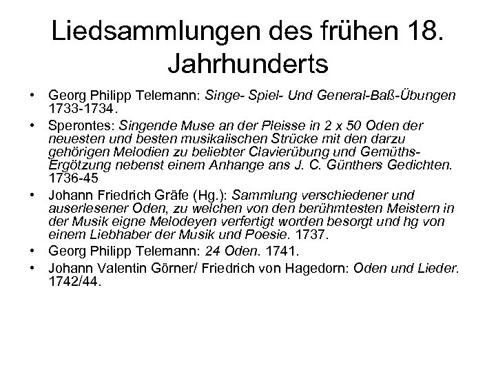 Liedsammlungen des frühen 18. Jahrhunderts • Georg Philipp Telemann: Singe- Spiel- Und General-Baß-Übungen 1733