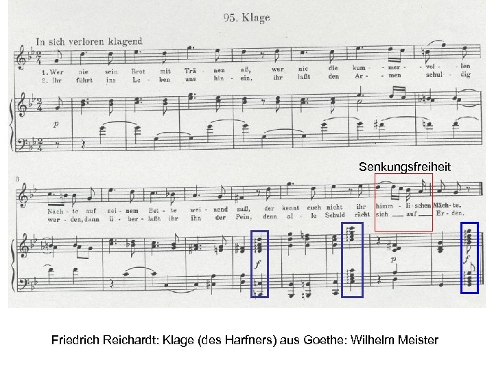 Senkungsfreiheit Friedrich Reichardt: Klage (des Harfners) aus Goethe: Wilhelm Meister 