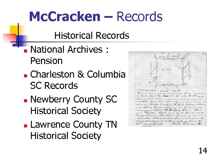 Mc. Cracken – Records Historical Records n National Archives : Pension n Charleston &