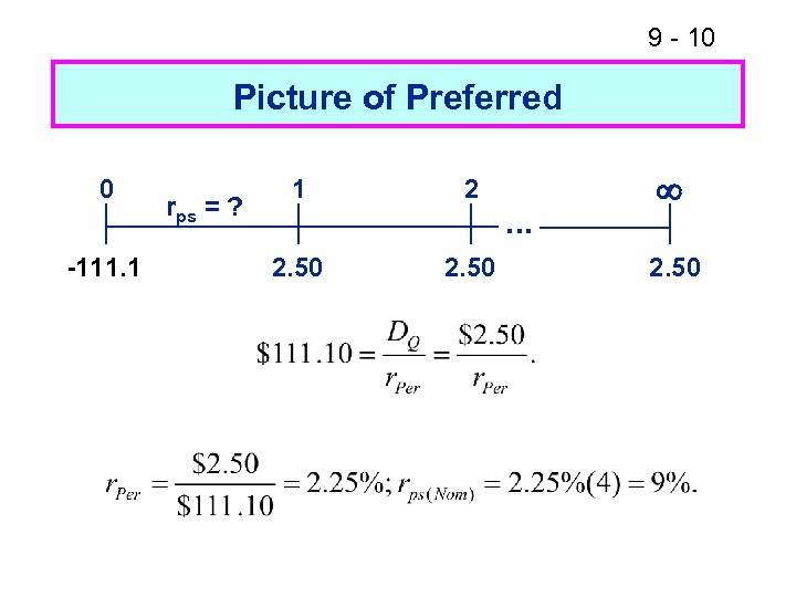 9 - 10 Picture of Preferred 0 -111. 1 rps = ? 1 2