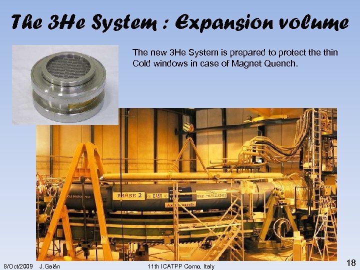 The 3 He System : Expansion volume The new 3 He System is prepared
