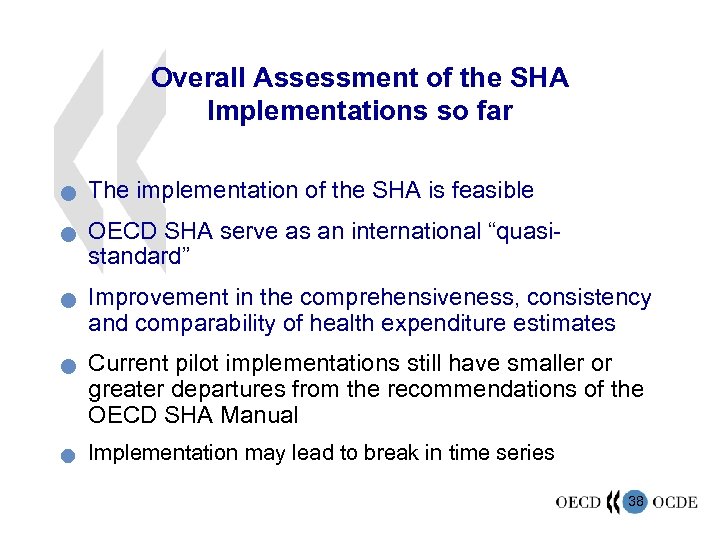 Overall Assessment of the SHA Implementations so far n n n The implementation of