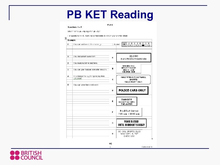 PB KET Reading 