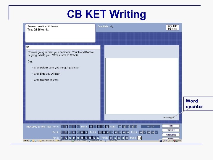 CB KET Writing Word counter 