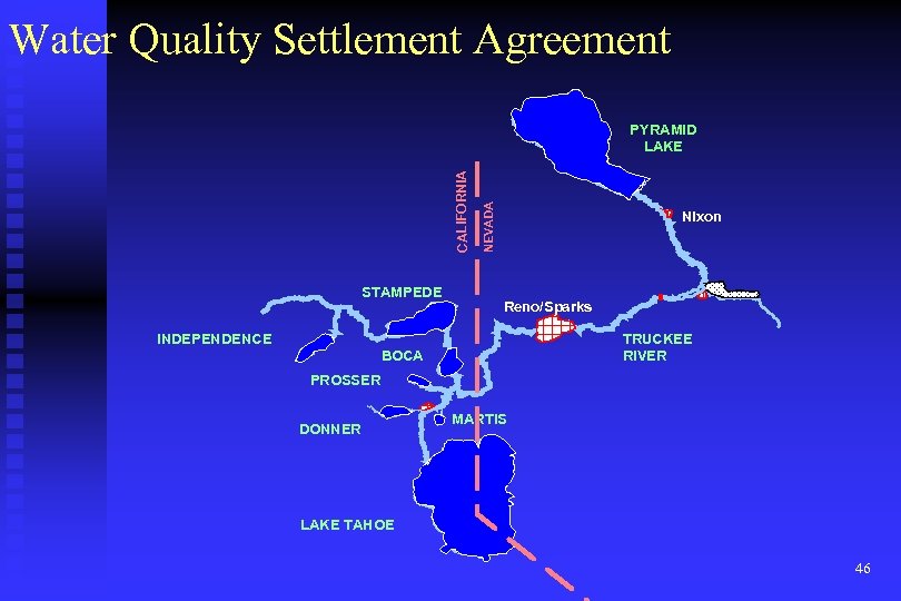 Water Quality Settlement Agreement STAMPEDE NEVADA CALIFORNIA PYRAMID LAKE Nixon Reno/Sparks TRUCKEE RIVER INDEPENDENCE