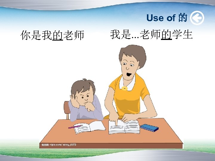 Use of 的 你是我的老师 我是. . . 老师的学生 