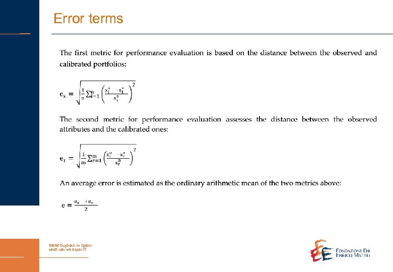 Error terms Water buyback in Spain: what can we expect? 