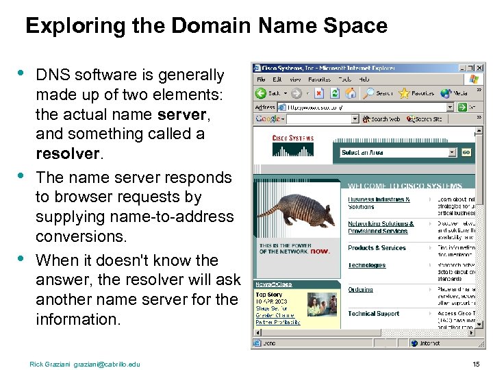 Exploring the Domain Name Space • • • DNS software is generally made up