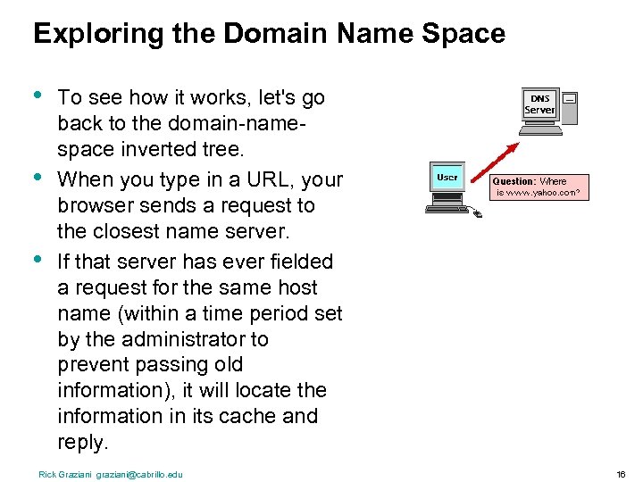 Exploring the Domain Name Space • • • To see how it works, let's