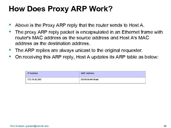 How Does Proxy ARP Work? • • Above is the Proxy ARP reply that