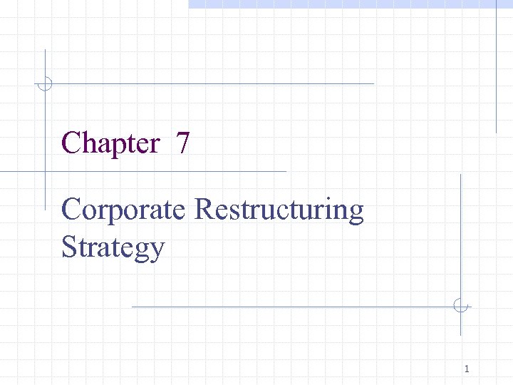 Chapter 7 Corporate Restructuring Strategy 1 