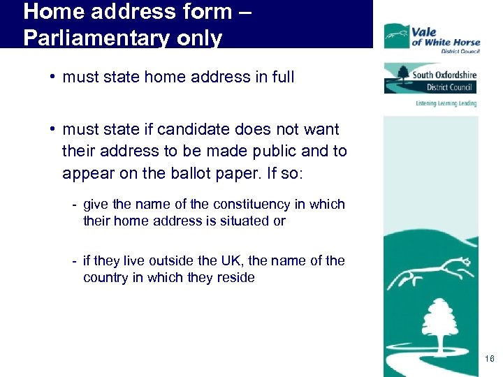 Home address form – Parliamentary only • must state home address in full •