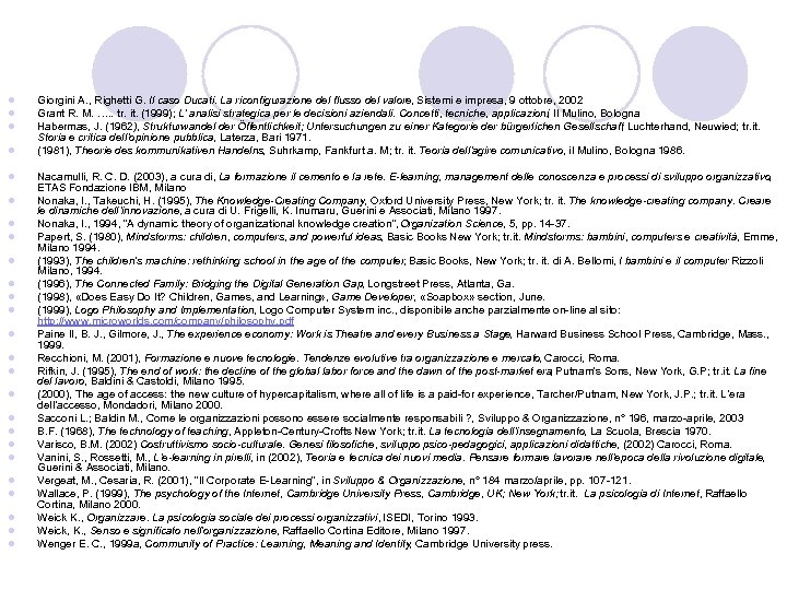 l l l l l l l Giorgini A. , Righetti G. Il caso