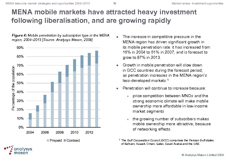 MENA telecoms market: strategies and opportunities 2008– 2013 10 Market review: Investment opportunities MENA