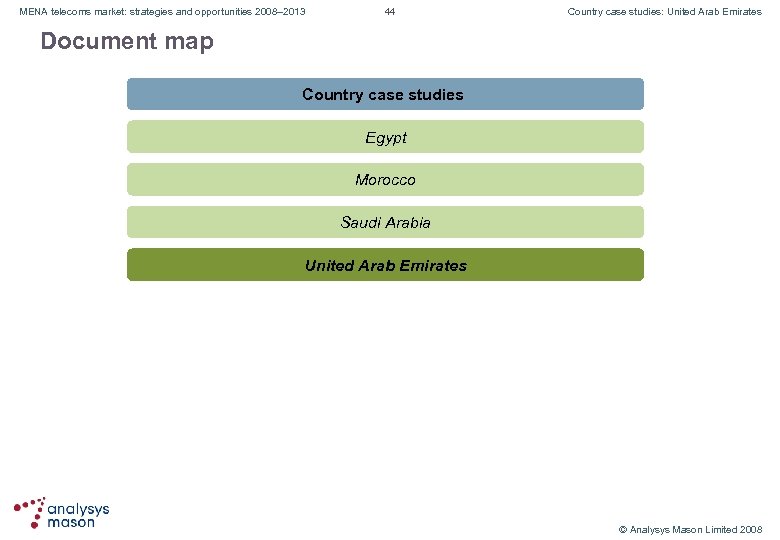 MENA telecoms market: strategies and opportunities 2008– 2013 44 Country case studies: United Arab