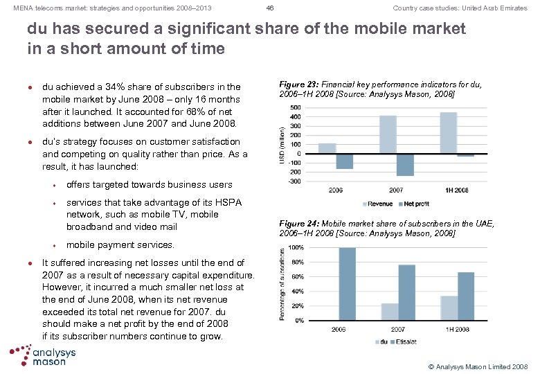 MENA telecoms market: strategies and opportunities 2008– 2013 46 Country case studies: United Arab