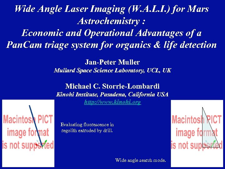 Wide Angle Laser Imaging (W. A. L. I. ) for Mars Astrochemistry : Economic