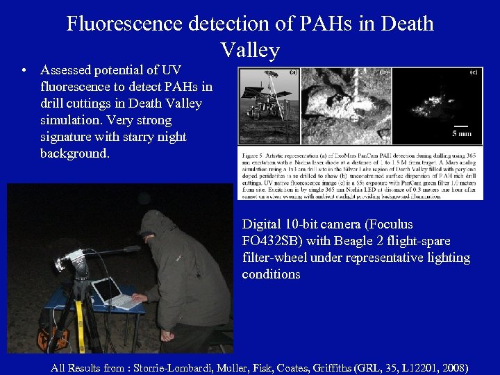 Fluorescence detection of PAHs in Death Valley • Assessed potential of UV fluorescence to