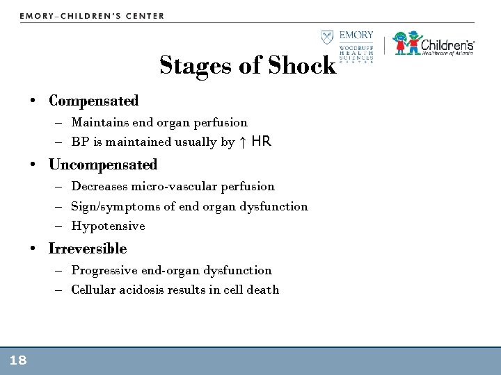 ABCs of Shock Pediatric Critical Care Medicine Emory