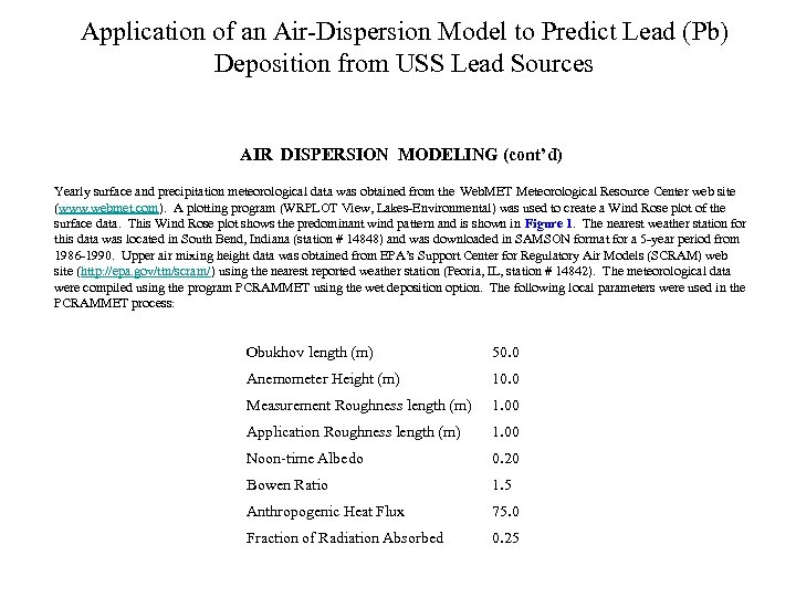 Application of an Air-Dispersion Model to Predict Lead (Pb) Deposition from USS Lead Sources