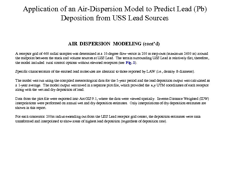 Application of an Air-Dispersion Model to Predict Lead (Pb) Deposition from USS Lead Sources