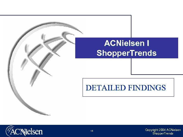 ACNielsen I Shopper. Trends DETAILED FINDINGS 15 Copyright 2004 ACNielsen Shopper. Trends 